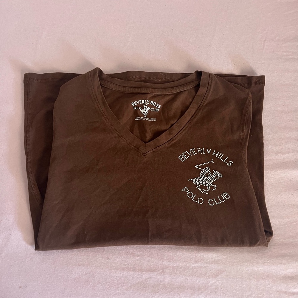 Beverly Hills Polo Club Chocolate V-Neck Tee